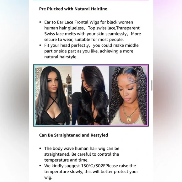 NewTransparent Lace Front Wig Remy Human Hair 1B Natural Black HD Lace 22inches